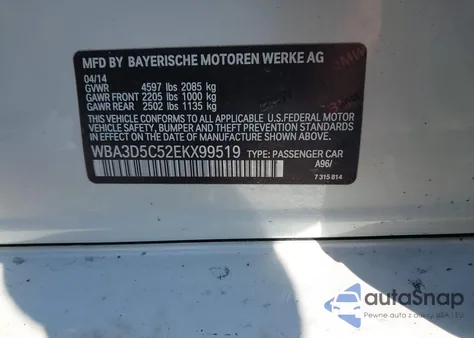 2014 BMW 328D xDrive from USA, damaged, VIN WBA3D5C52EKX99519